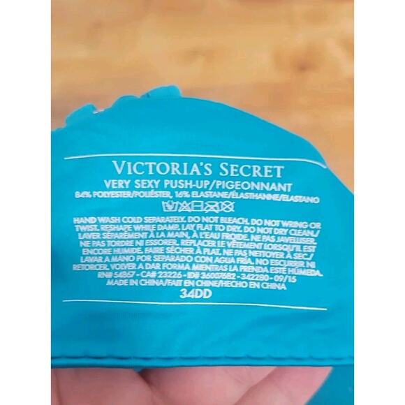 VICTORIA'S SECRET 34DD Teal Crystal VERY SEXY Push-Up Bra - Picture 4 of 4